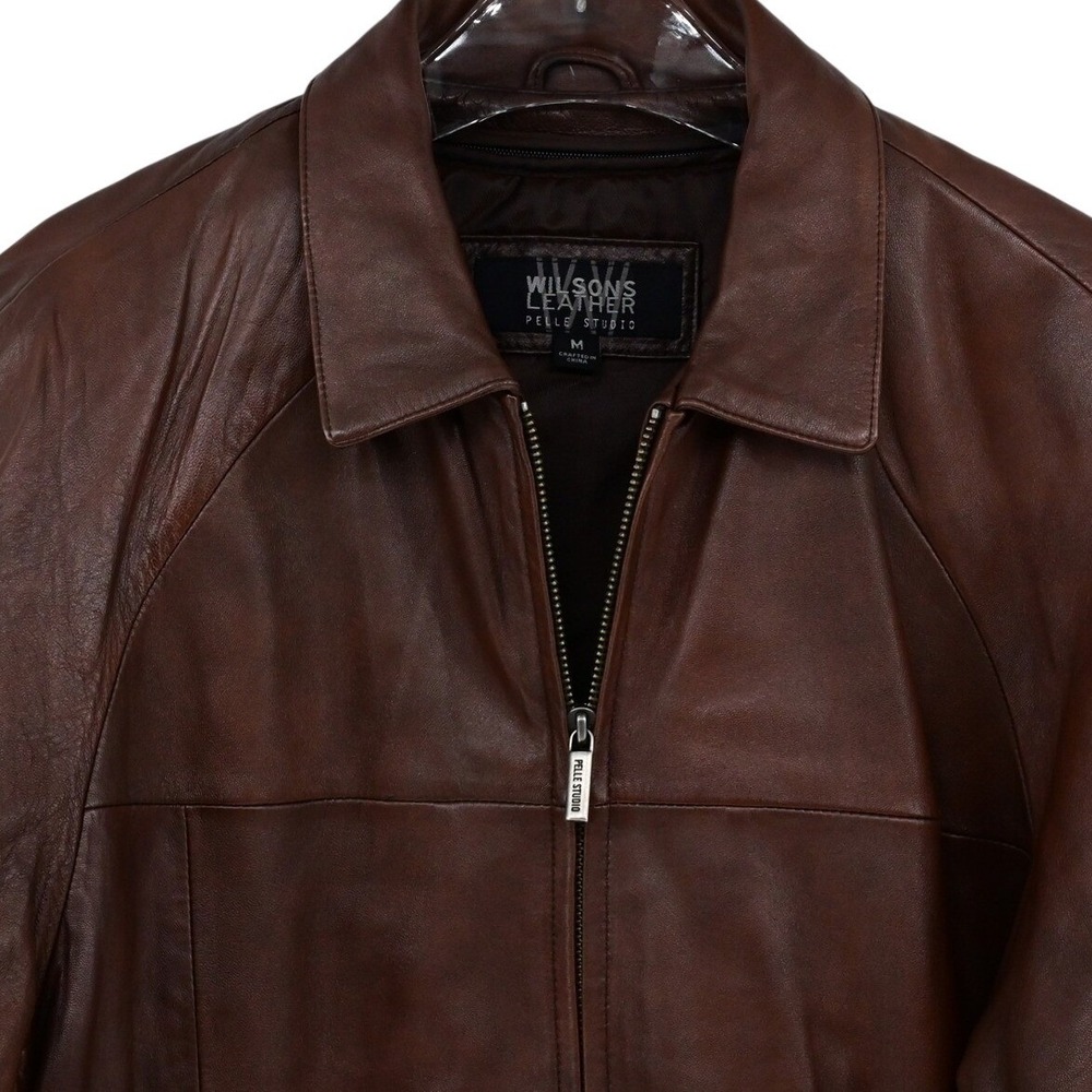 Wilson's Leather Brown Bomber Jacket Buttery Soft Zip-Out Liner Men's M Timeless